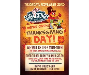 Celebrate Thanksgiving with a Tropical Twist at The Boathouse Tiki Bar & Grill in Fort Myers